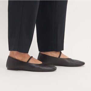 Everlane Day Mary Jane Leather Flats Women's Sizes Black Square Toe NEW